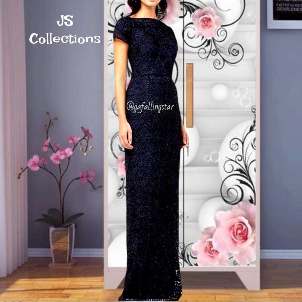 JS Collections Sequin Embellished Crochet Column Gown NWT - Picture 16 of 16